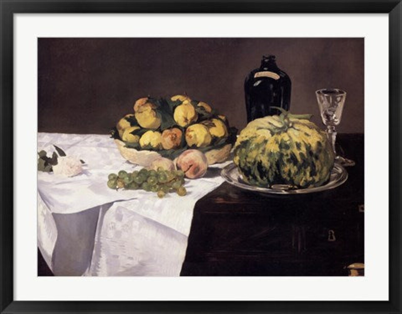 Framed Art Still Life with Melons and Peaches by Edouard Manet Wall Decor 18x24 Artwork